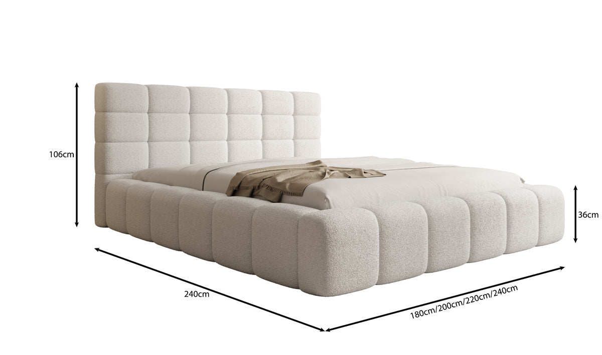 Lit rembourré design Marshmallow en Peluche Bouclé avec espace de rangement
