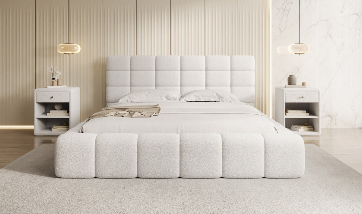 Lit rembourré design Marshmallow en Peluche Bouclé avec espace de rangement