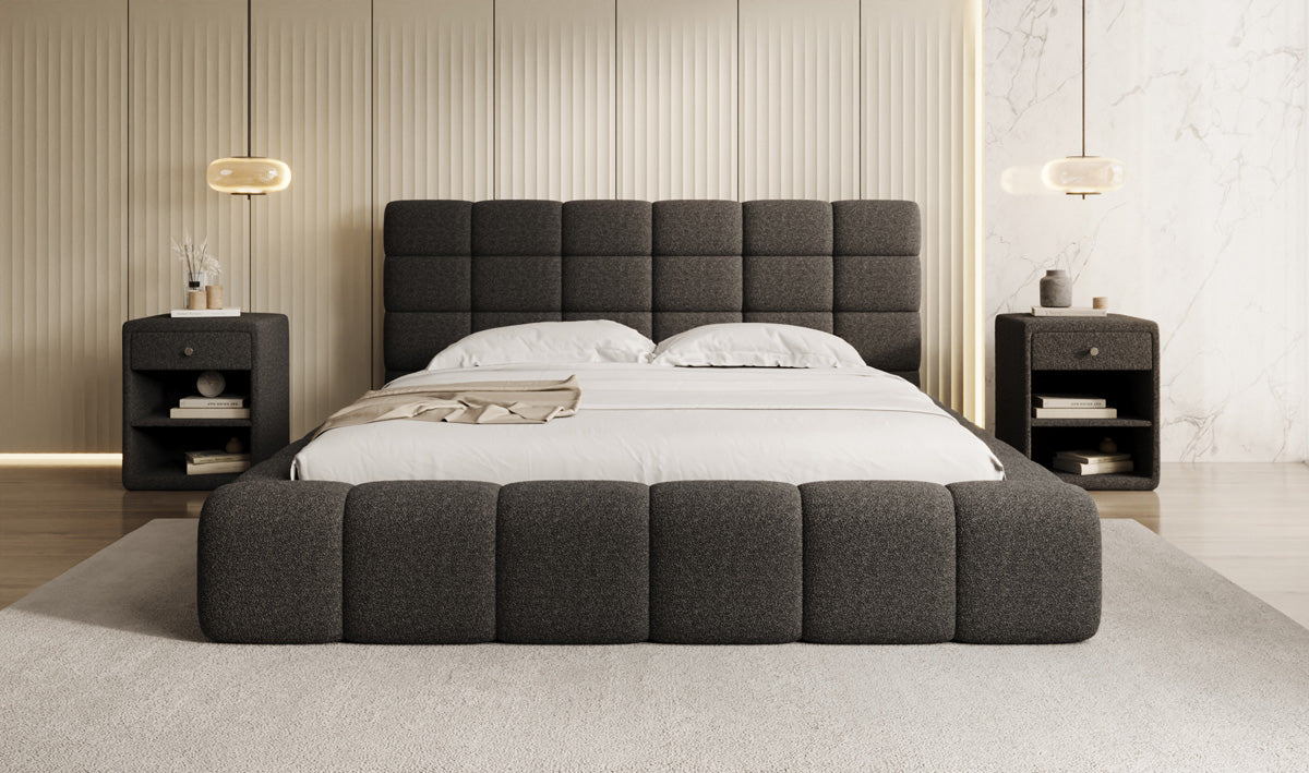 Lit rembourré design Marshmallow en Peluche Bouclé avec espace de rangement