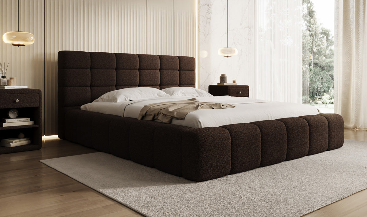 Lit rembourré design Marshmallow en Peluche Bouclé avec espace de rangement