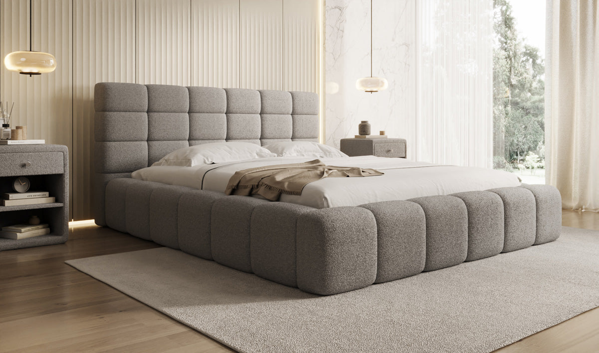 Lit rembourré design Marshmallow en Peluche Bouclé avec espace de rangement