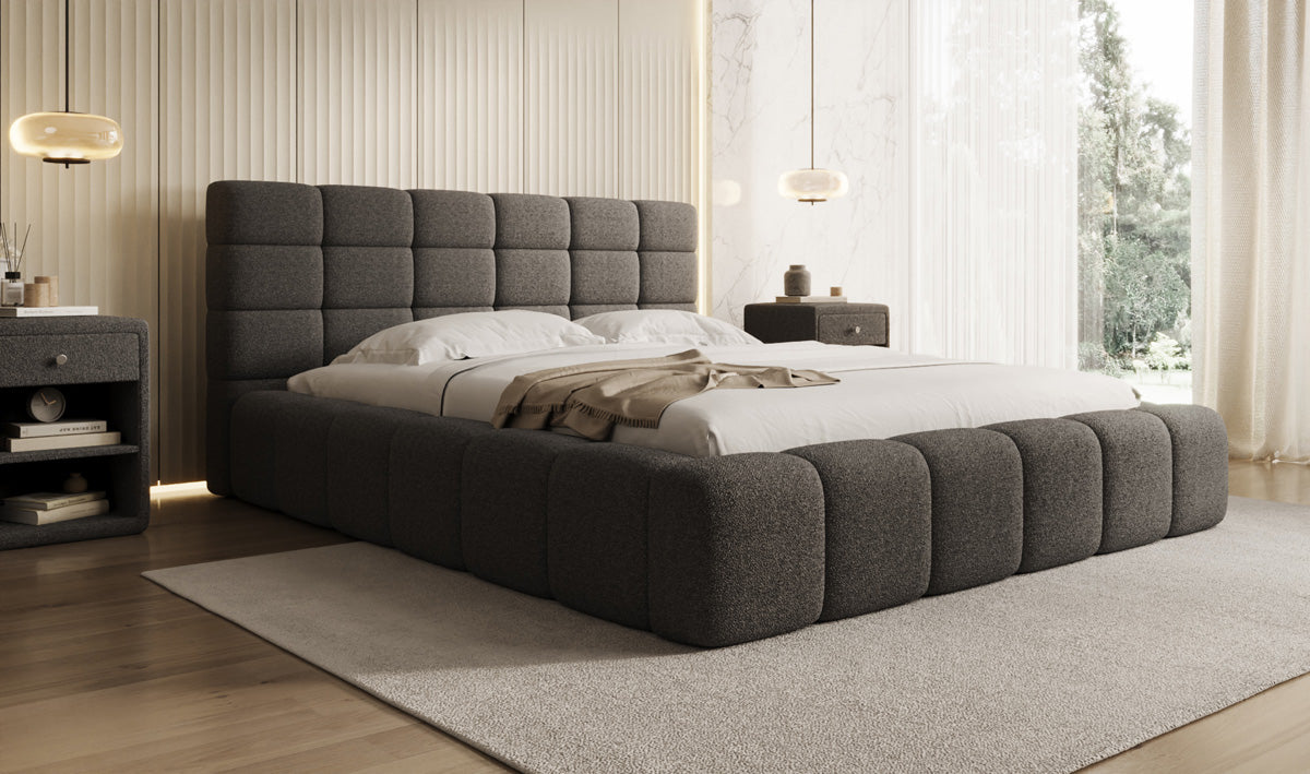Lit rembourré design Marshmallow en Peluche Bouclé avec espace de rangement