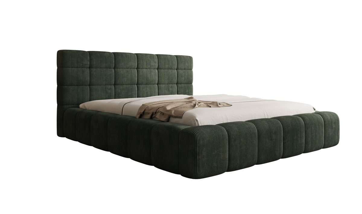 Lit rembourré design Marshmallow en Côtelé avec espace de rangement