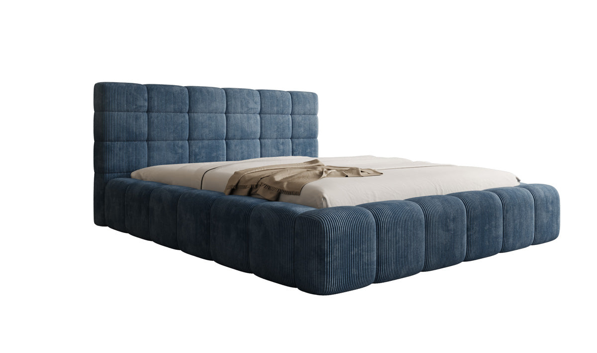 Lit rembourré design Marshmallow en Côtelé avec espace de rangement