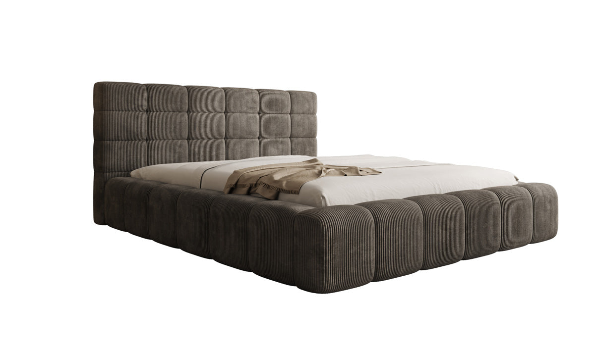 Lit rembourré design Marshmallow en Côtelé avec espace de rangement