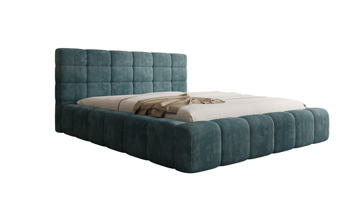 Lit rembourré design Marshmallow en Côtelé avec espace de rangement