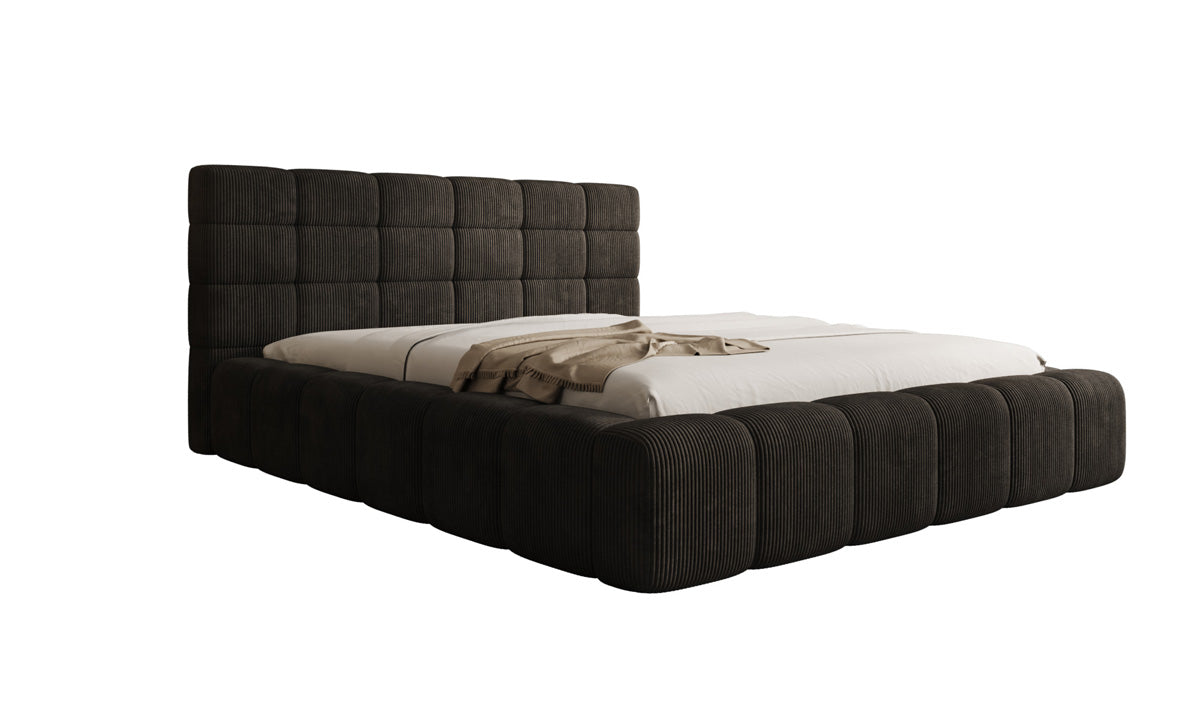 Lit rembourré design Marshmallow en Côtelé avec espace de rangement