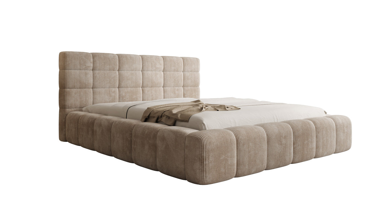 Lit rembourré design Marshmallow en Côtelé avec espace de rangement