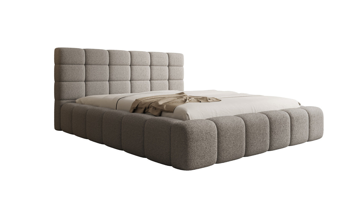 Lit rembourré design Marshmallow en Peluche Bouclé avec espace de rangement