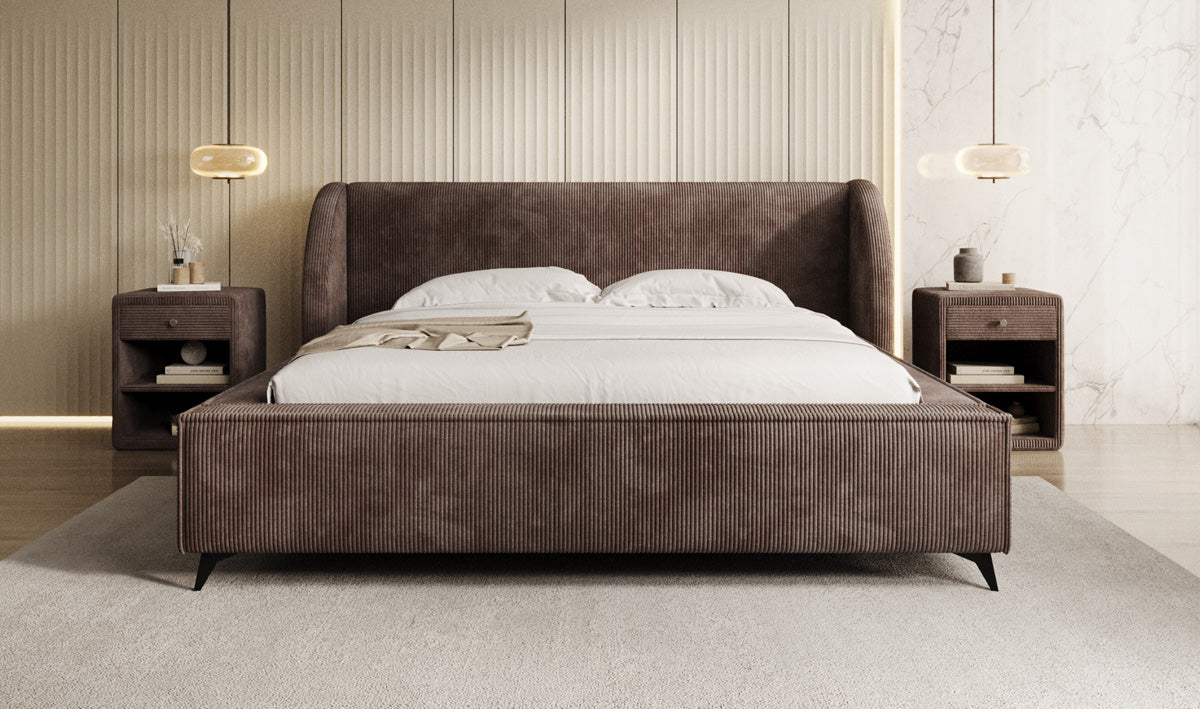 Designer Polsterbett Freya Cord mit Stauraum