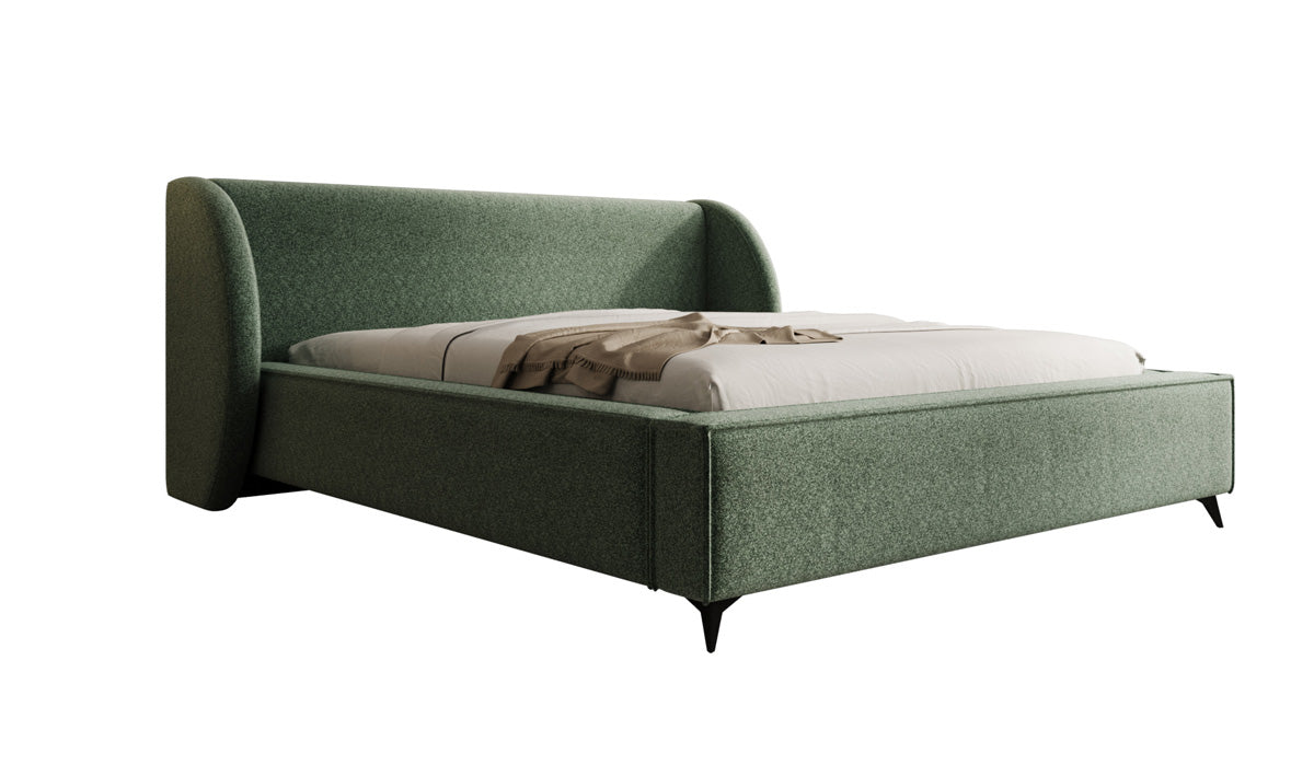 Designer Polsterbett Freya in Strukturstoff mit Stauraum