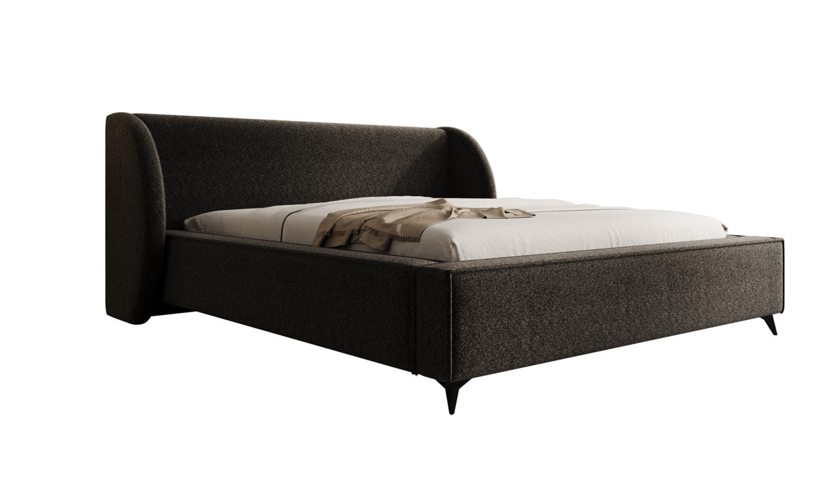 Designer Polsterbett Freya in Strukturstoff mit Stauraum