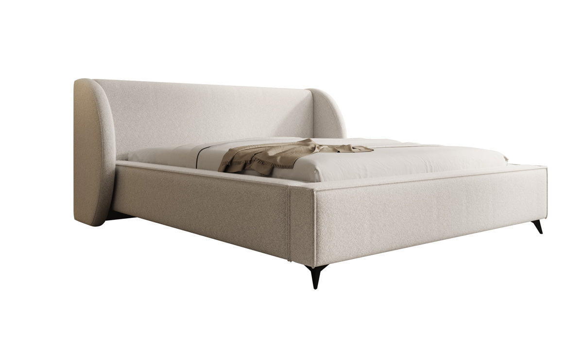 Designer Polsterbett Freya in Strukturstoff mit Stauraum
