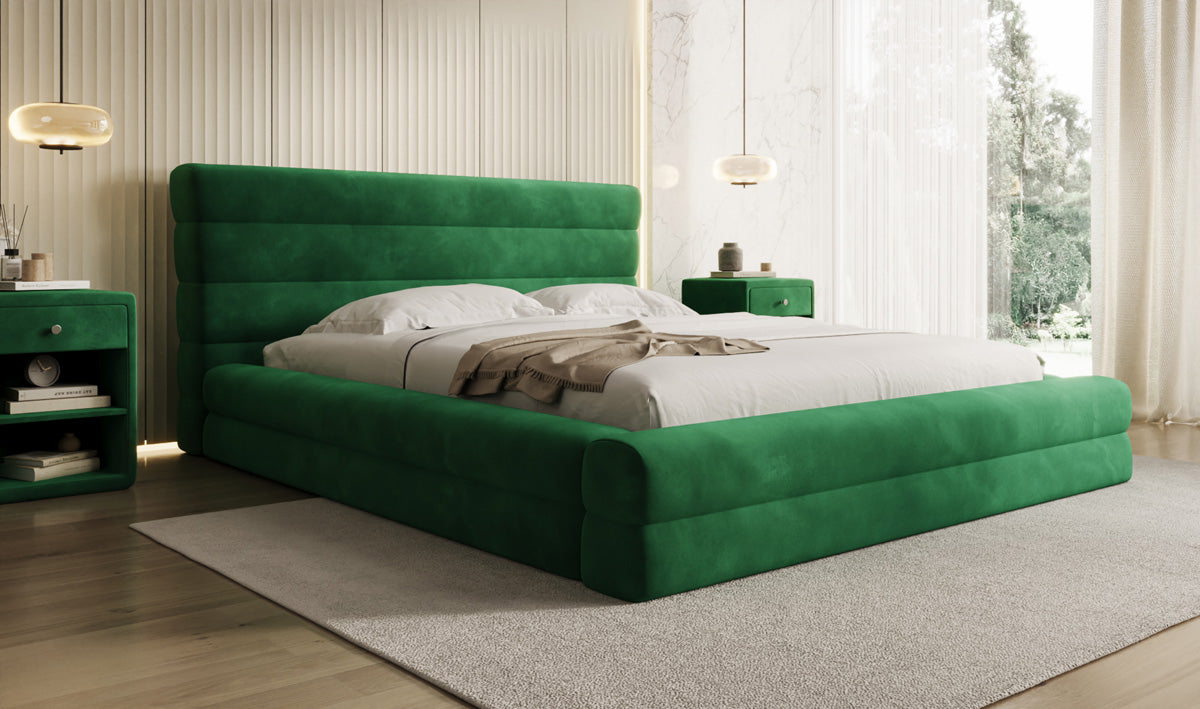 Designer Polsterbett Maren in Samt mit Stauraum
