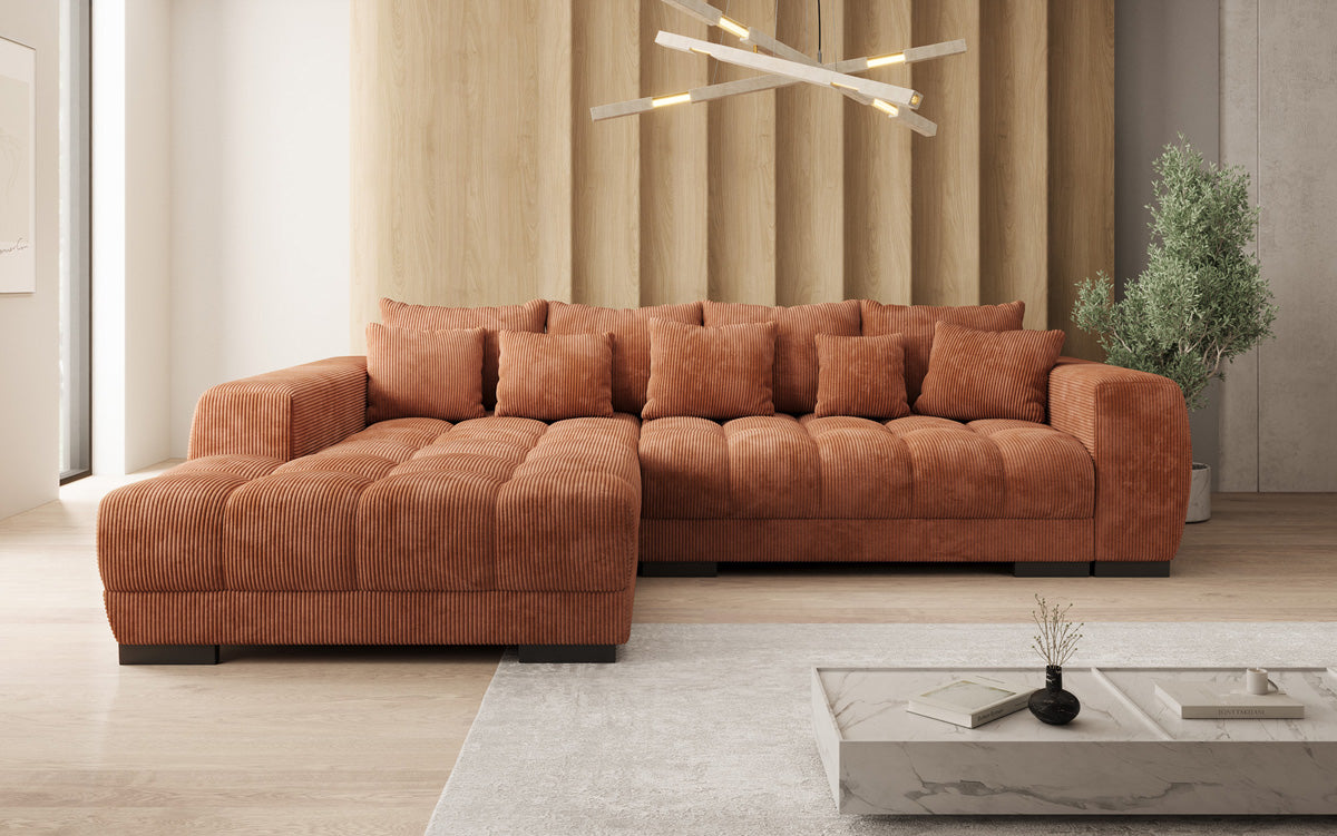 Canapé design Balu avec fonction couchage et espace de rangement en Côtelé