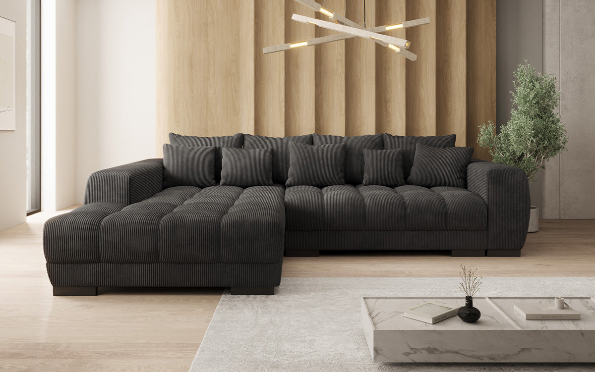 Canapé design Balu avec fonction couchage et espace de rangement en Côtelé