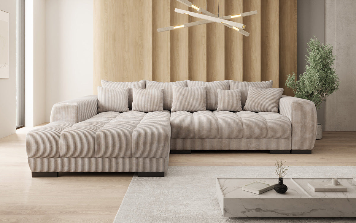 Canapé design Balu avec fonction couchage et espace de rangement en Côtelé