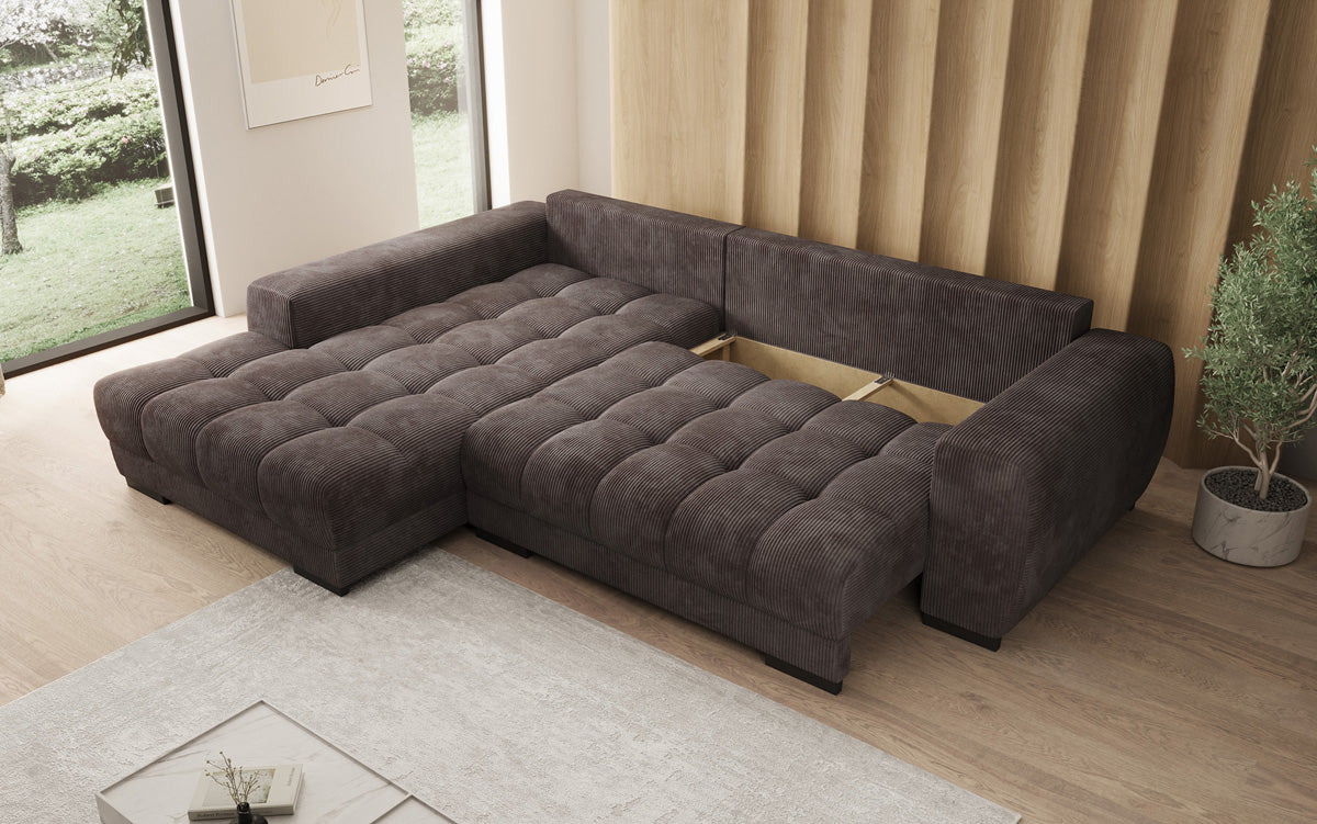 Canapé design Balu avec fonction couchage et espace de rangement en Côtelé
