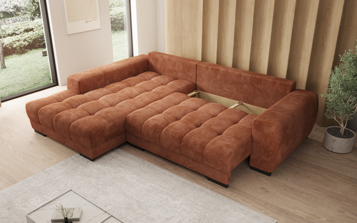 Canapé design Balu avec fonction couchage et espace de rangement en Côtelé