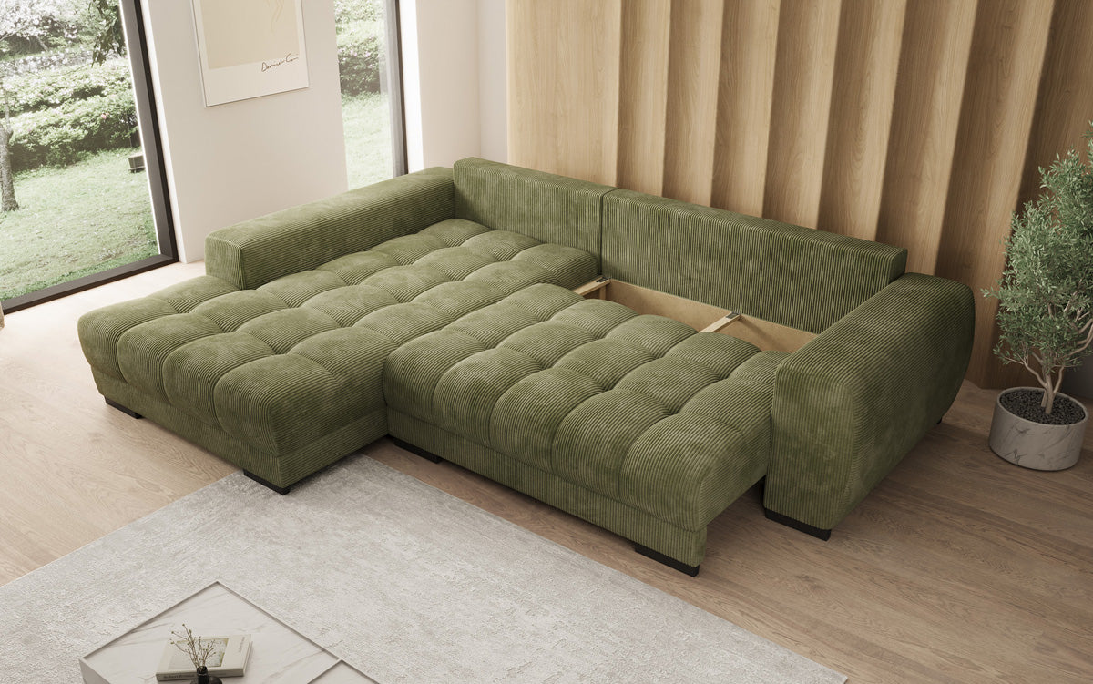 Canapé design Balu avec fonction couchage et espace de rangement en Côtelé