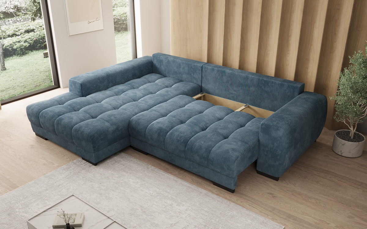 Canapé design Balu avec fonction couchage et espace de rangement en Côtelé