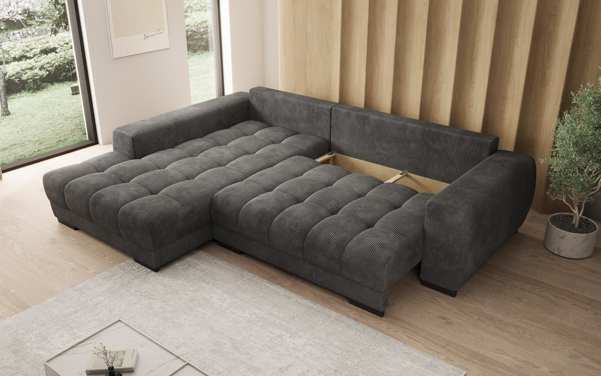 Canapé design Balu avec fonction couchage et espace de rangement en Côtelé