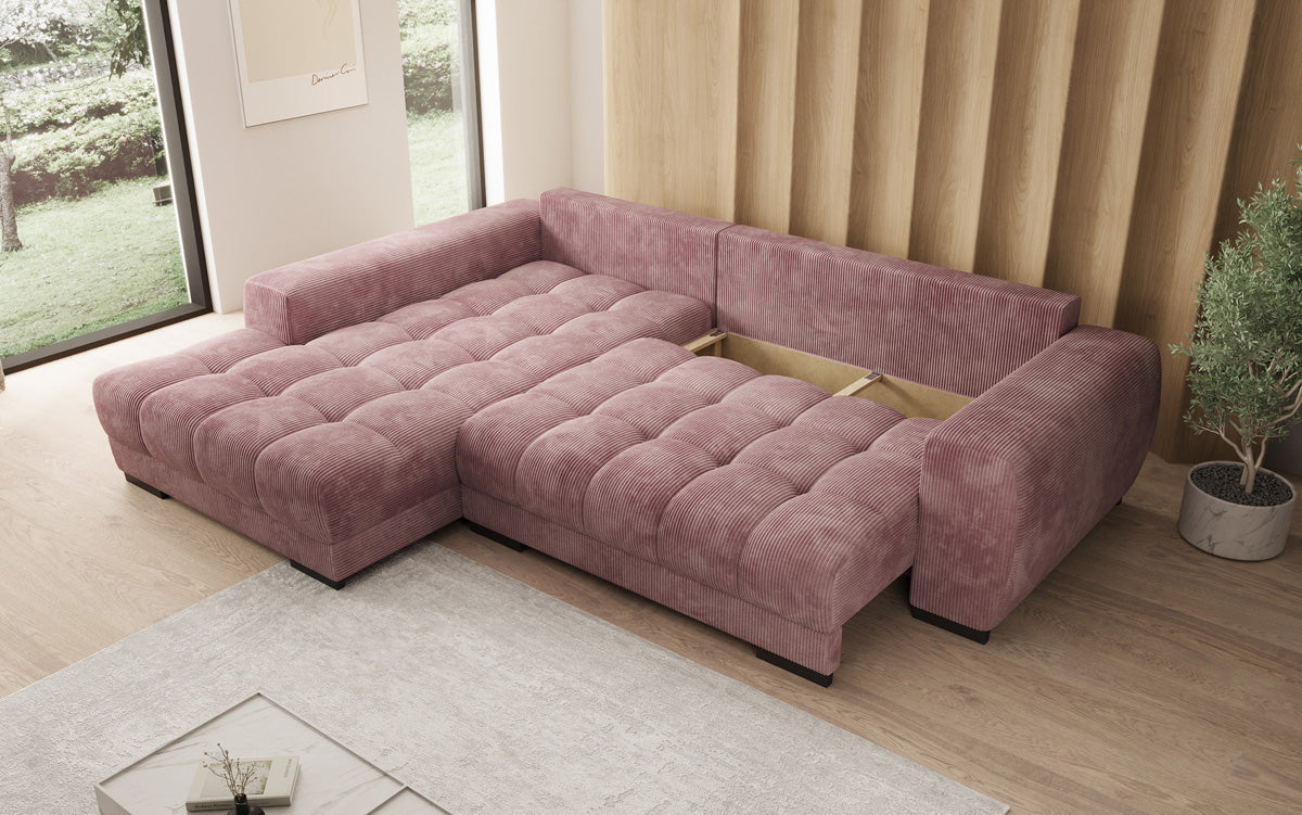 Canapé design Balu avec fonction couchage et espace de rangement en Côtelé