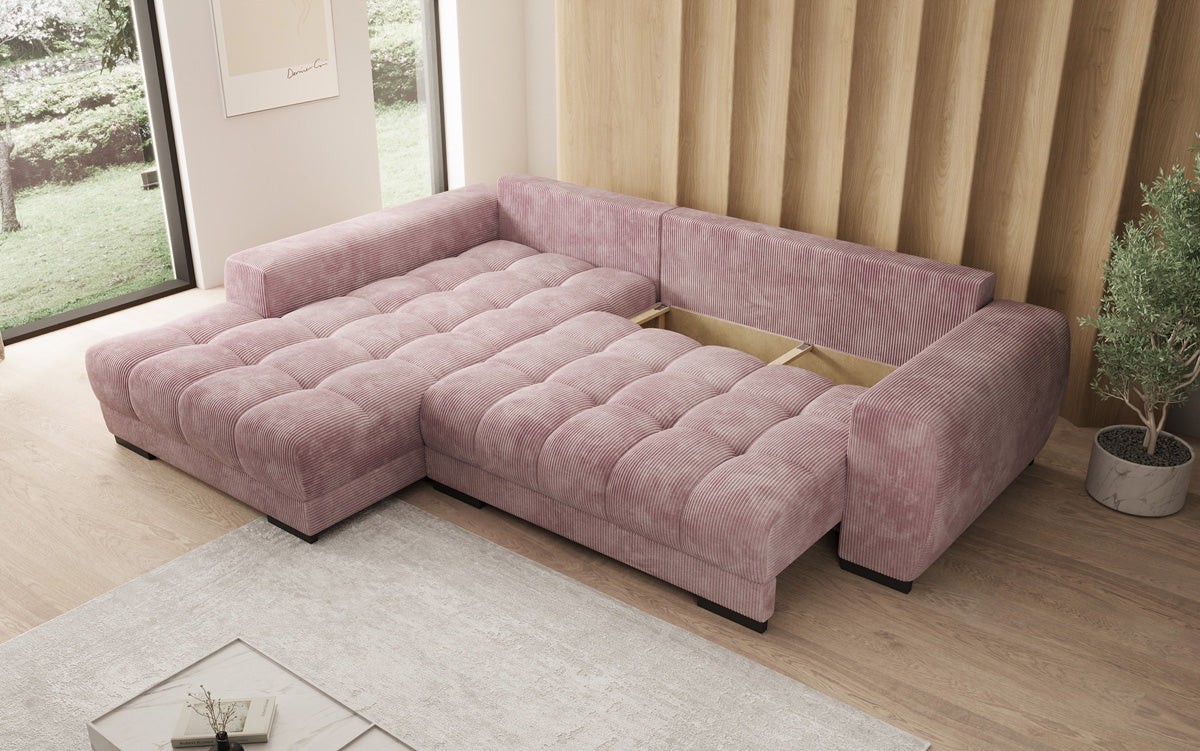 Canapé design Balu avec fonction couchage et espace de rangement en Côtelé