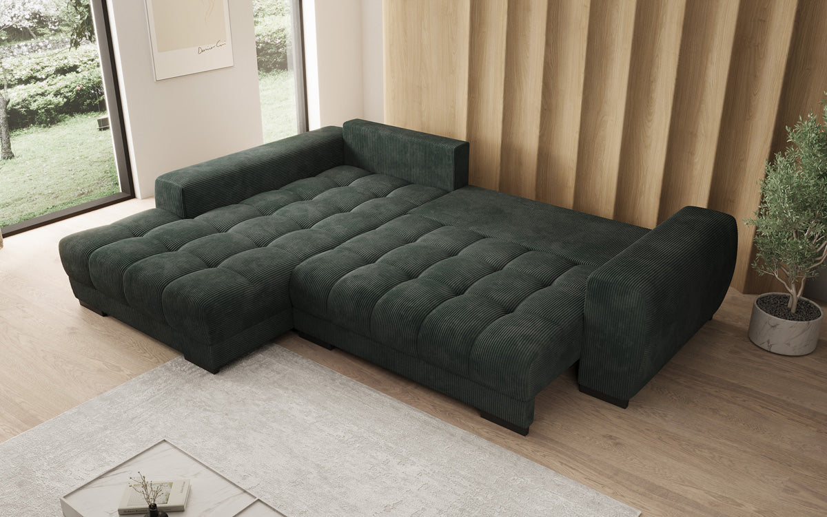 Canapé design Balu avec fonction couchage et espace de rangement en Côtelé