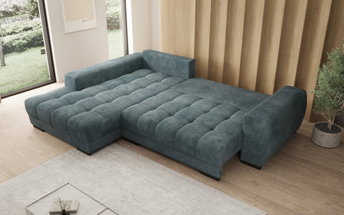 Canapé design Balu avec fonction couchage et espace de rangement en Côtelé