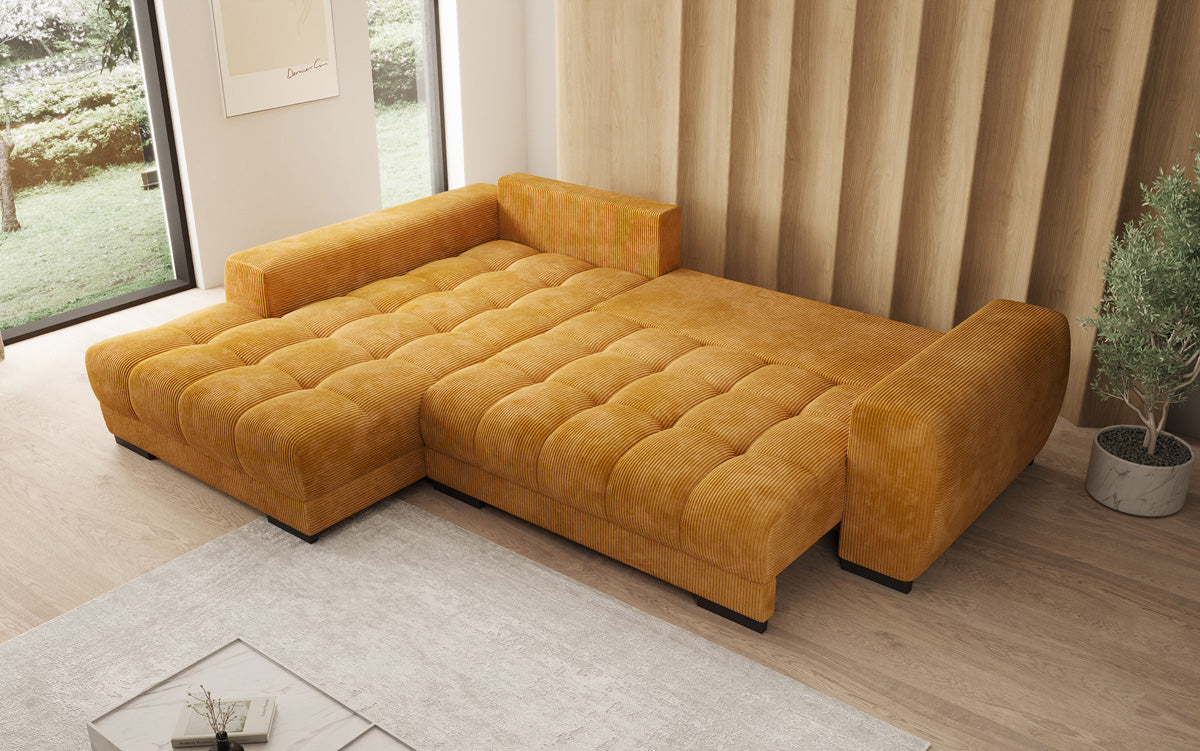 Canapé design Balu avec fonction couchage et espace de rangement en Côtelé
