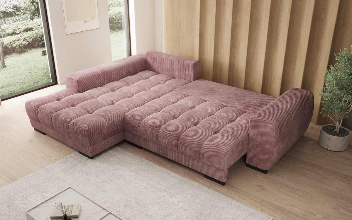 Canapé design Balu avec fonction couchage et espace de rangement en Côtelé