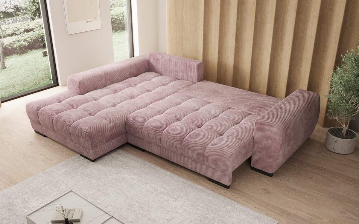 Canapé design Balu avec fonction couchage et espace de rangement en Côtelé