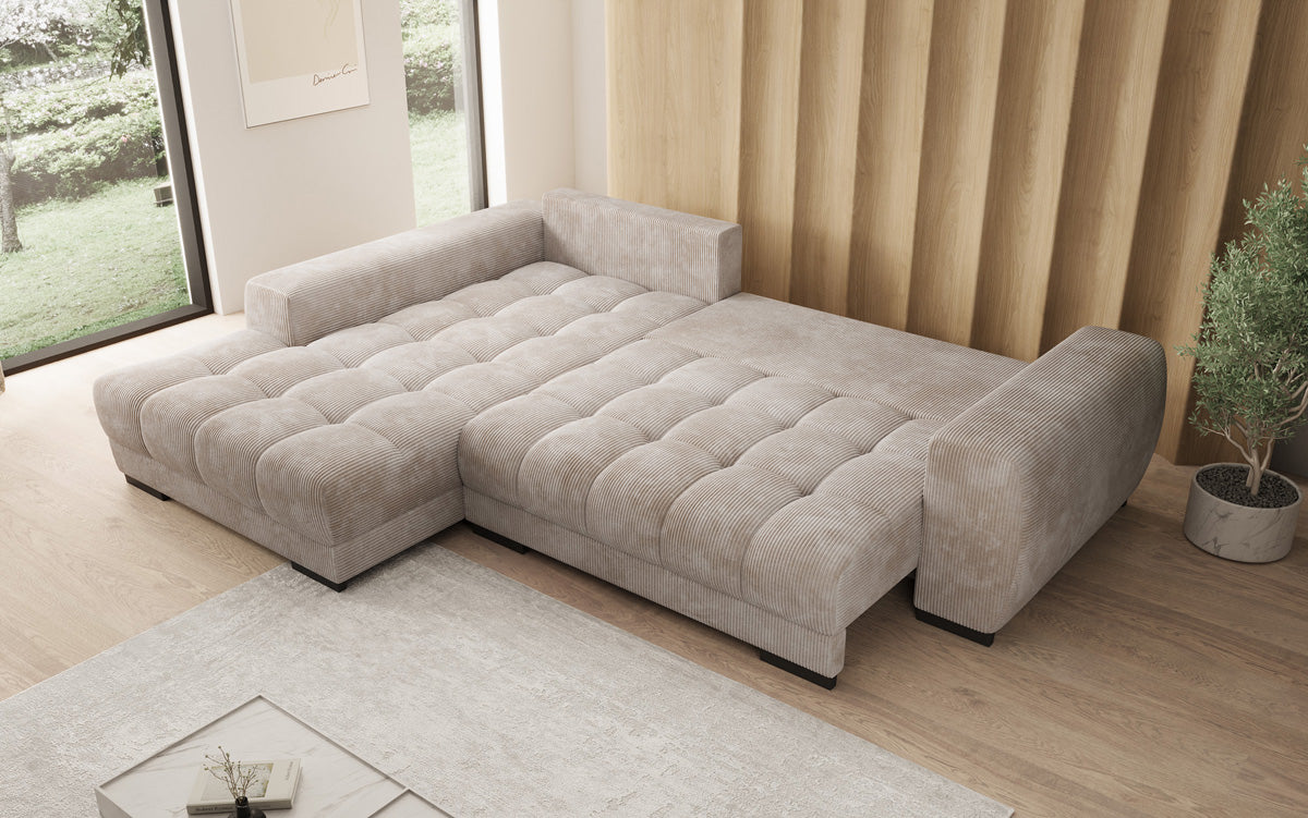 Canapé design Balu avec fonction couchage et espace de rangement en Côtelé