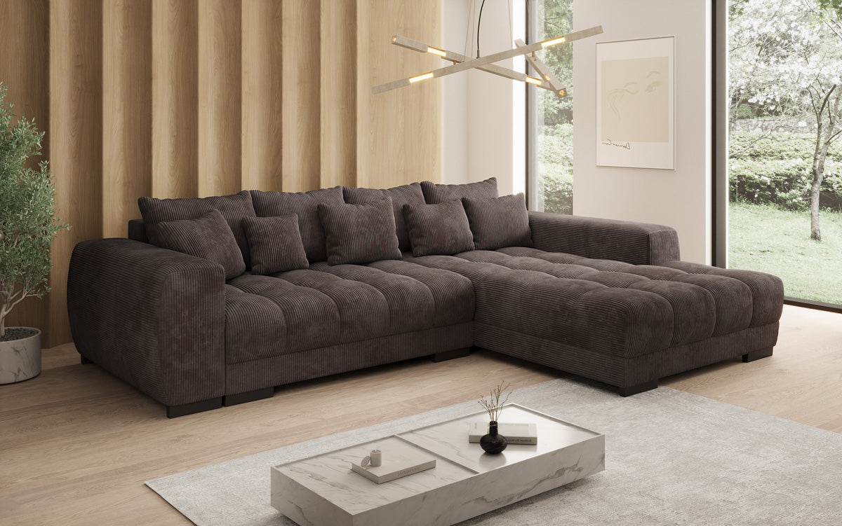 Canapé design Balu avec fonction couchage et espace de rangement en Côtelé