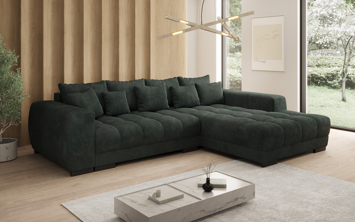 Canapé design Balu avec fonction couchage et espace de rangement en Côtelé