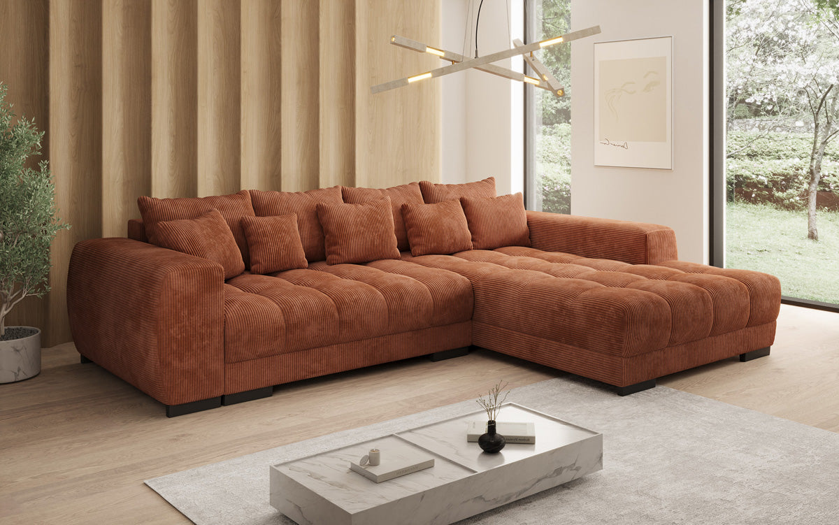 Canapé design Balu avec fonction couchage et espace de rangement en Côtelé