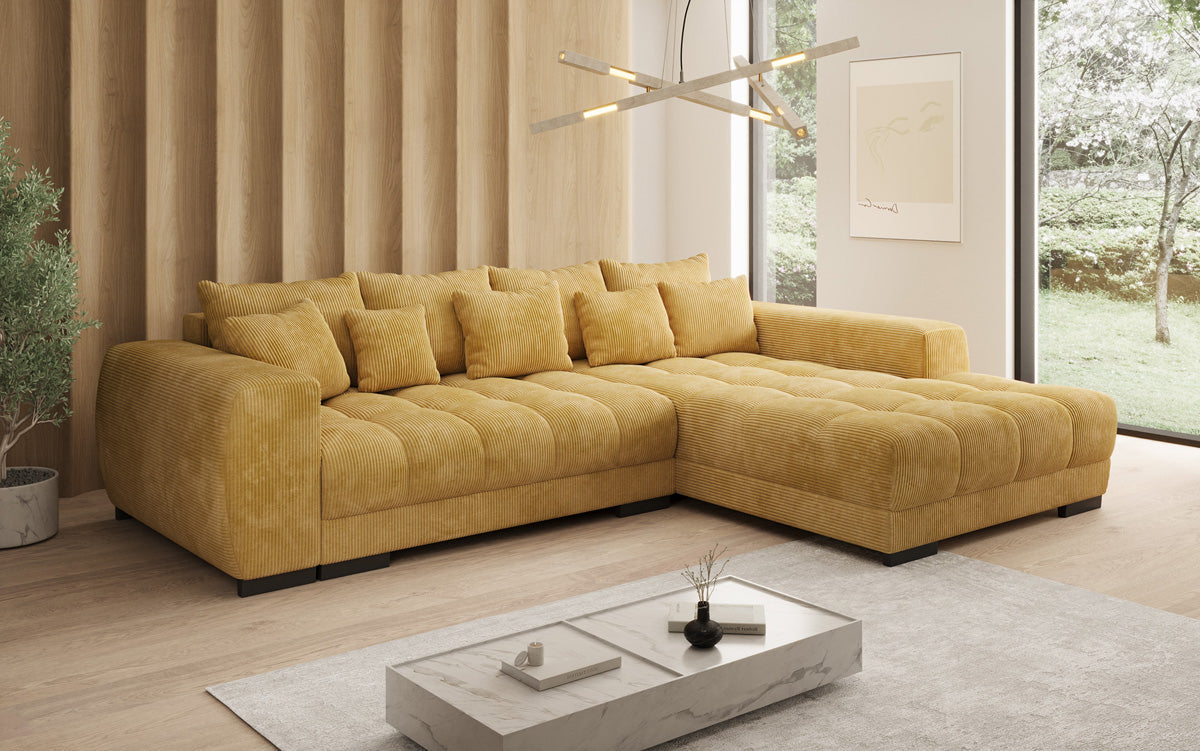 Canapé design Balu avec fonction couchage et espace de rangement en Côtelé