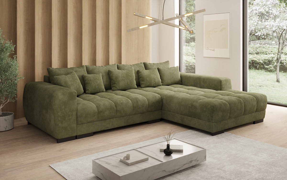 Canapé design Balu avec fonction couchage et espace de rangement en Côtelé