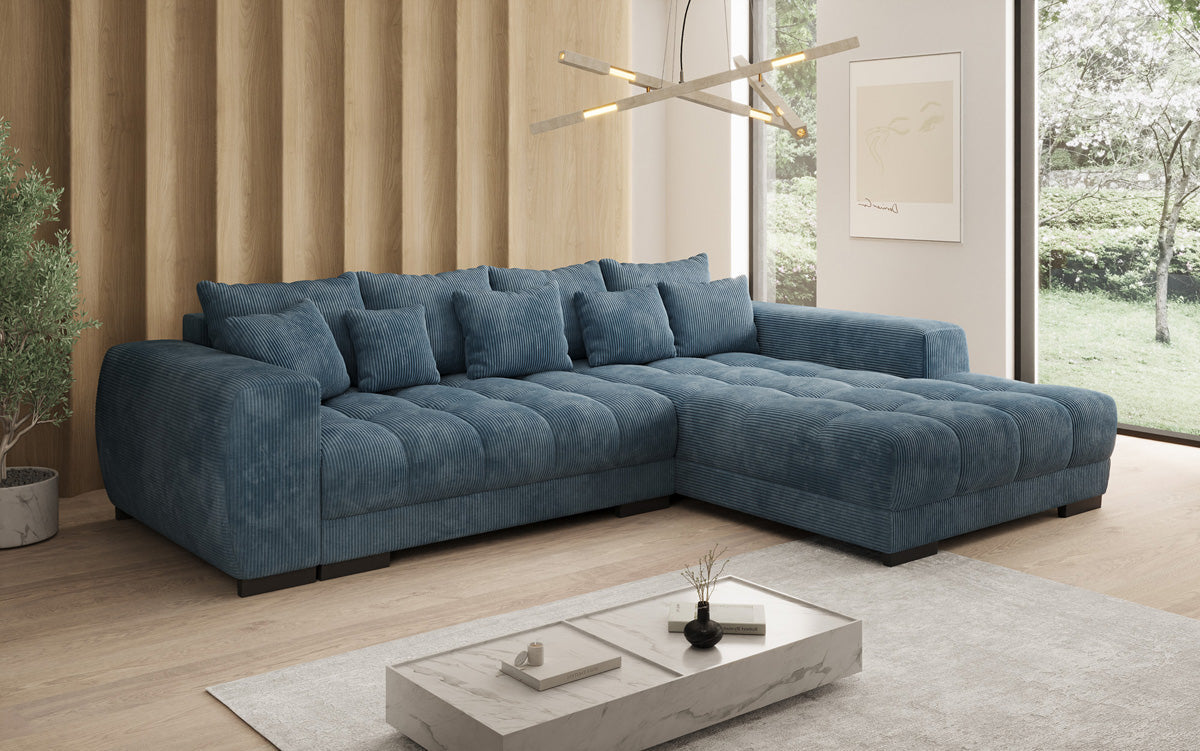 Canapé design Balu avec fonction couchage et espace de rangement en Côtelé