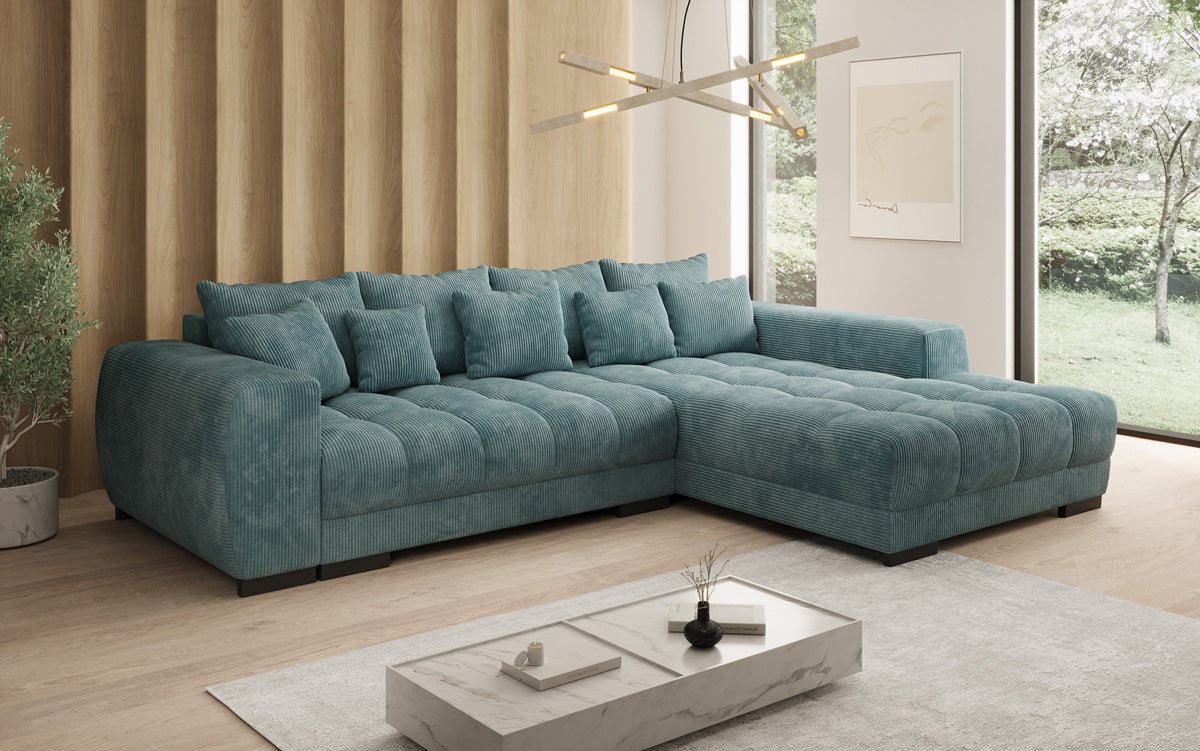 Canapé design Balu avec fonction couchage et espace de rangement en Côtelé