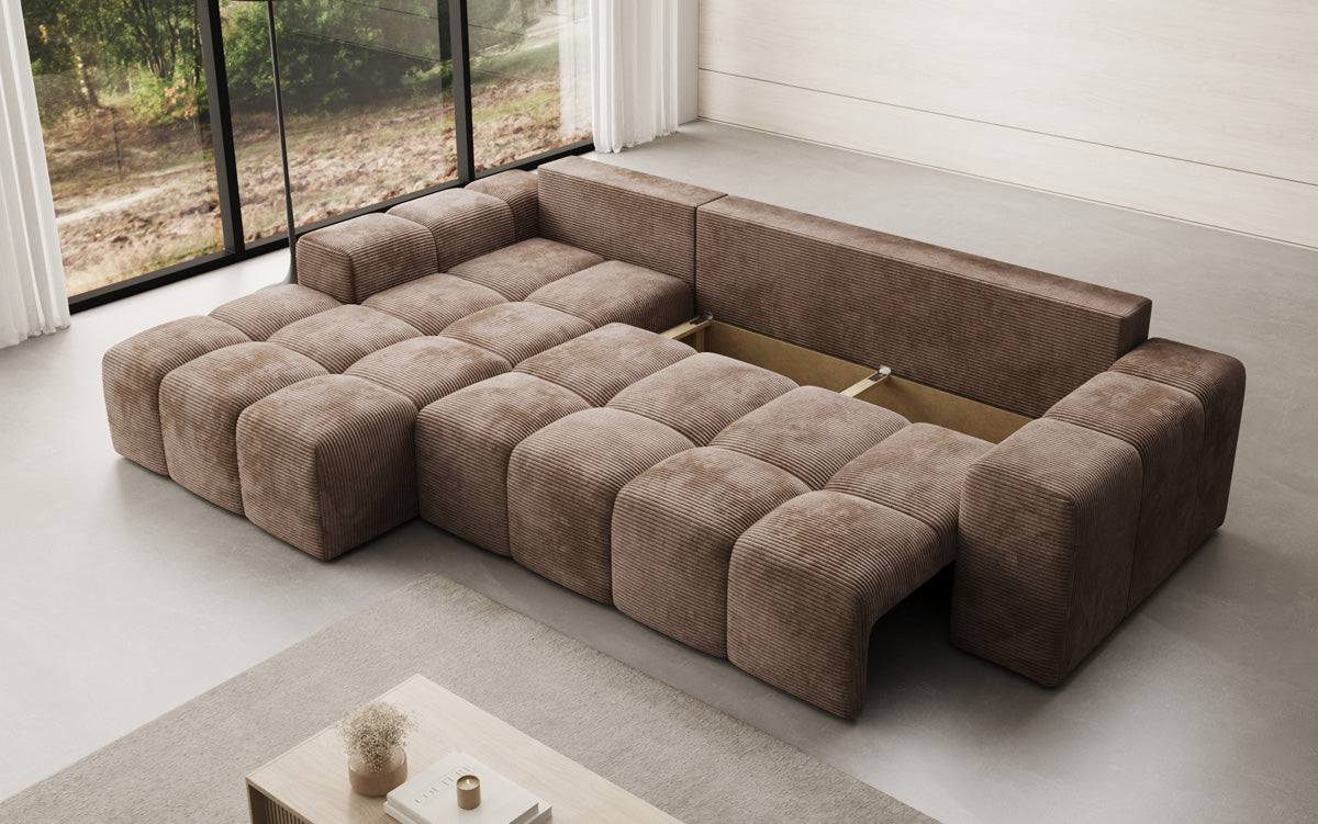 Designer Sofa Aila mit Schlaf- und Klappfunktion in Cord