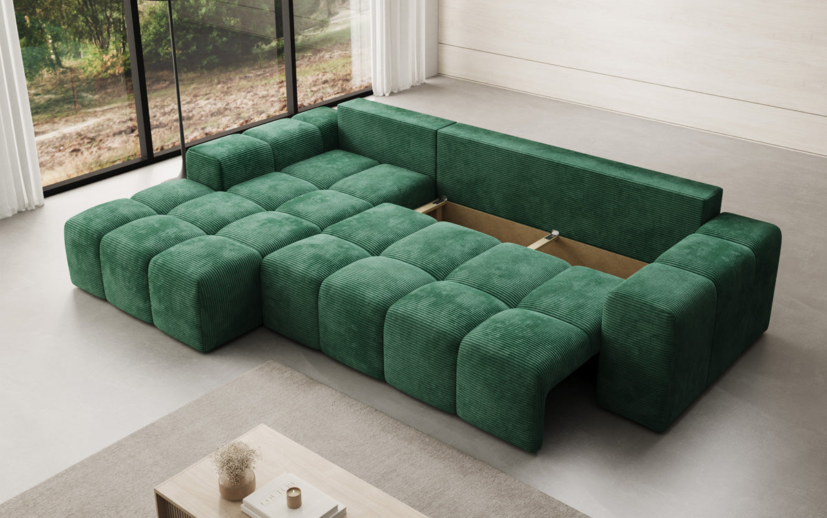 Designer Sofa Aila mit Schlaf- und Klappfunktion in Cord