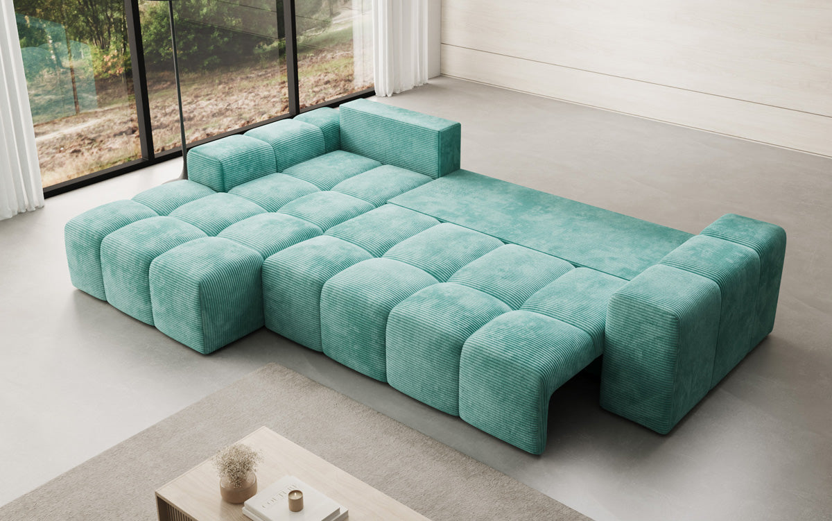Designer Sofa Aila mit Schlaf- und Klappfunktion in Cord