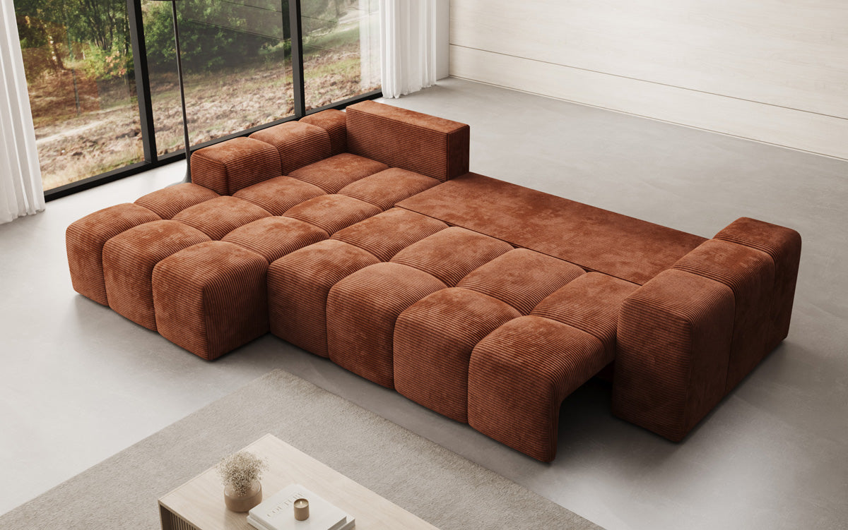 Designer Sofa Aila mit Schlaf- und Klappfunktion in Cord