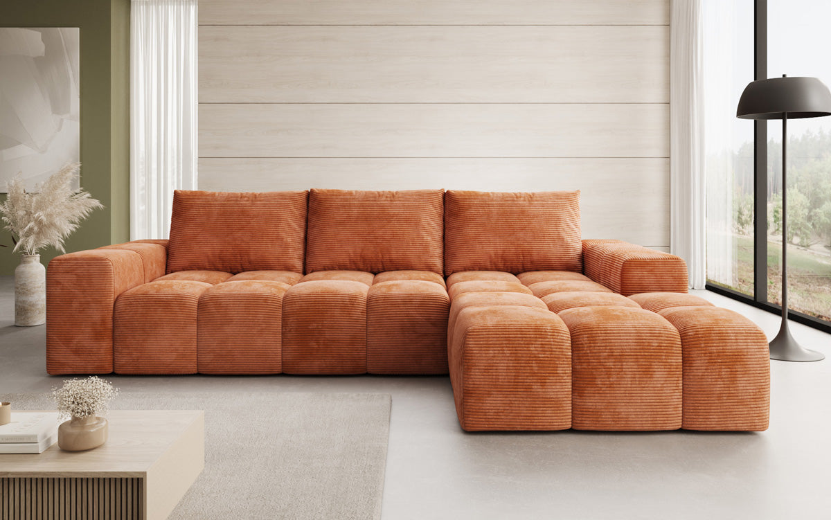 Designer Sofa Aila mit Schlaf- und Klappfunktion in Cord