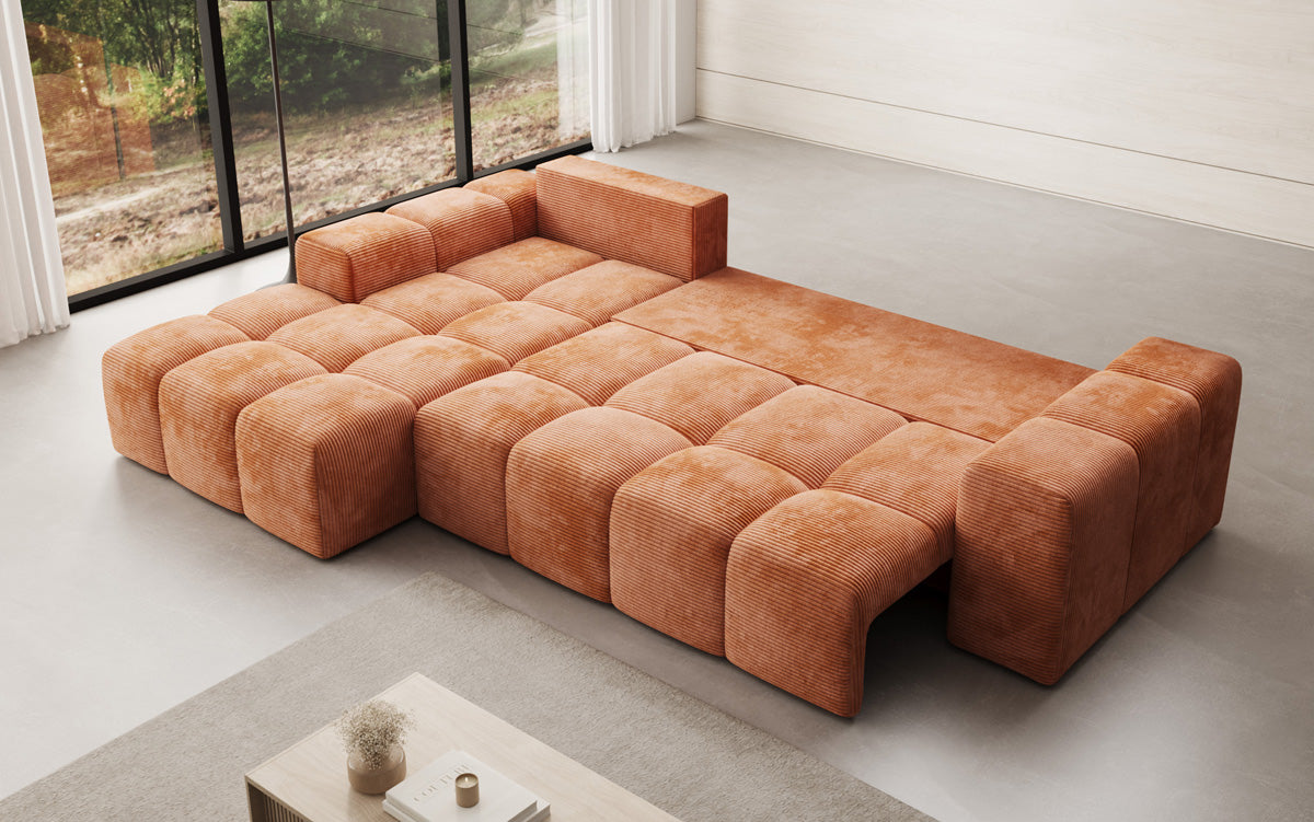 Designer Sofa Aila mit Schlaf- und Klappfunktion in Cord