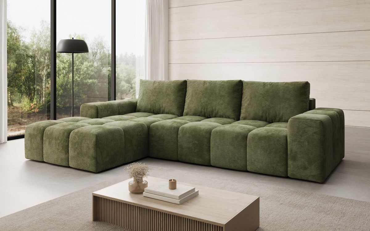 Designer Sofa Aila mit Schlaf- und Klappfunktion in Cord