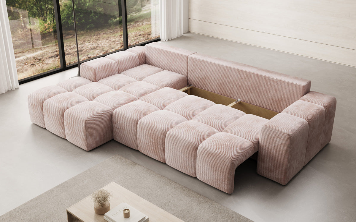 Designer Sofa Aila mit Schlaf- und Klappfunktion in Cord