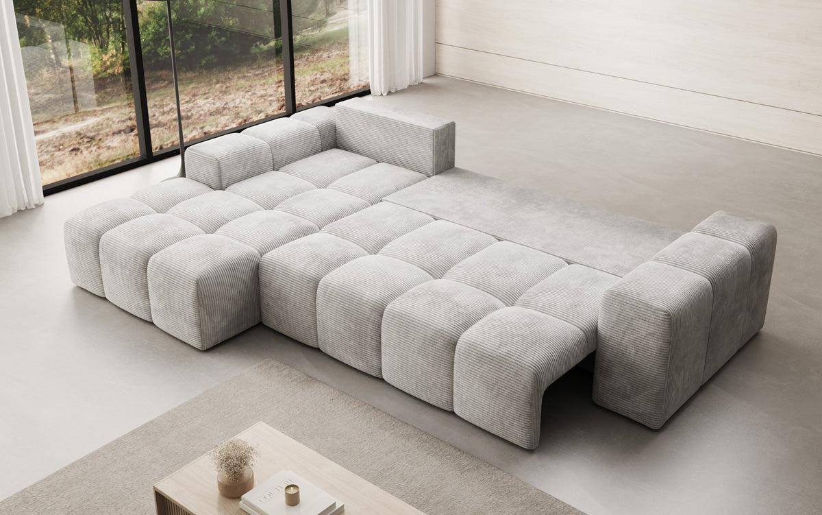 Designer Sofa Aila mit Schlaf- und Klappfunktion in Cord